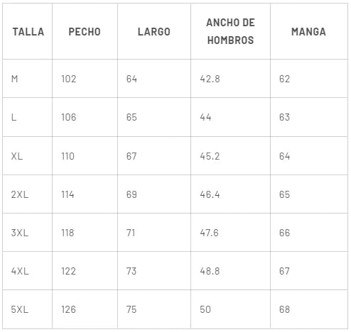Tabla de tallas — Mario™ | Chaqueta de cuero sintético