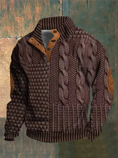 FÉNIX | Jersey patchwork de punto trenzado