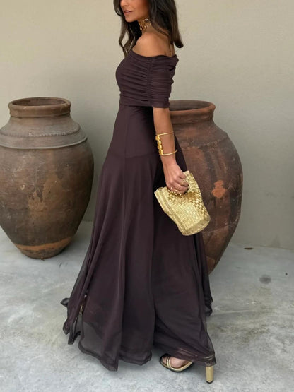 Vestido Toledo: Maxi de un hombro en Mesh