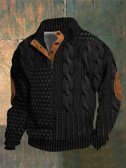 FÉNIX | Jersey patchwork de punto trenzado