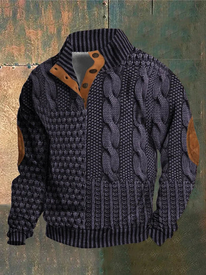 FÉNIX | Jersey patchwork de punto trenzado