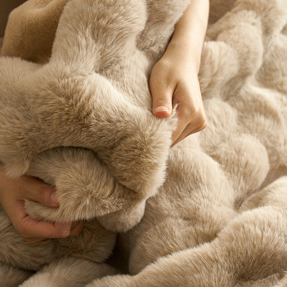 Manta de Peluche con Piel Sintética