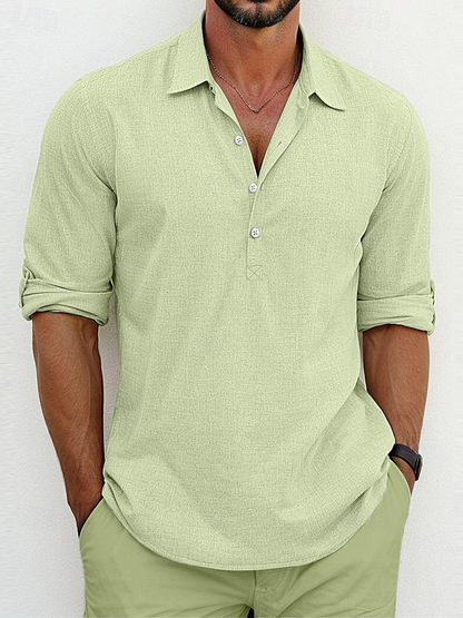 Archie | Camisa clásica de mezcla algodón-lino atemporal